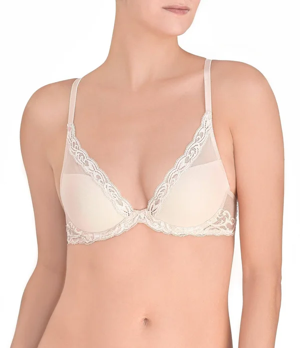 Natori Feathers Contour Plunge Bra - Size 36DDD - Cameo Rose