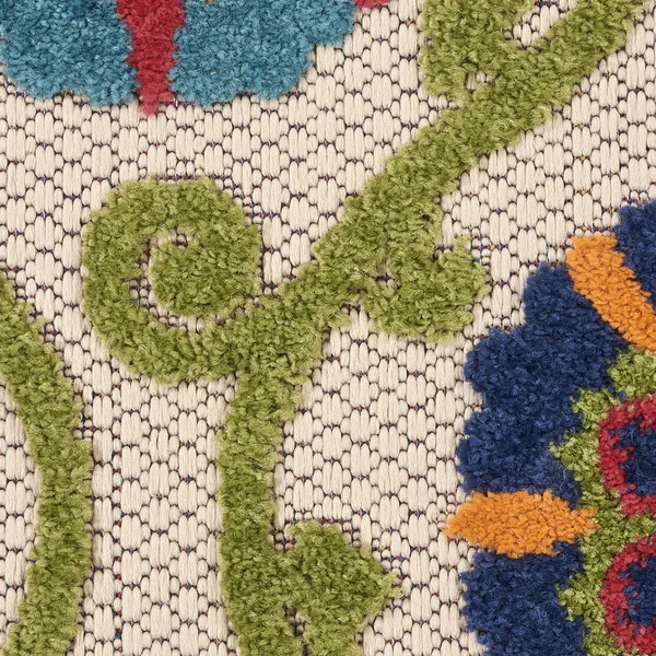 Nourison ALH19 Aloha Blue/Multicolor Area Rug- 7& x 10&