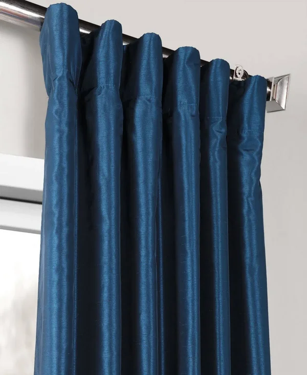 Exclusive Fabrics Vintage Textured Faux Dupioni Silk Curtain PANEL - Size: 50 x 84, Blue