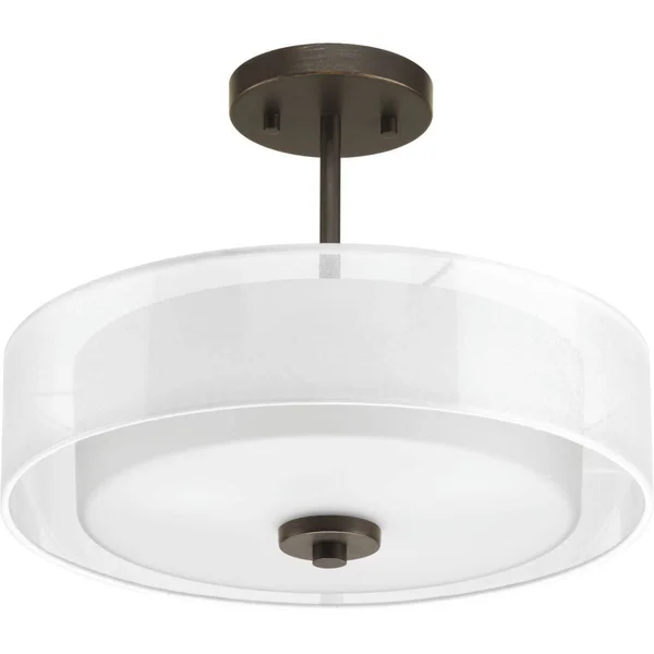 Progress Lighting P3694-09 Invite Semi Flush Mount Light, Brushed Nickel