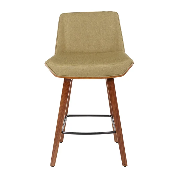 LumiSource Corazza Mid-Century Modern Counter Stool - Walnut/Green