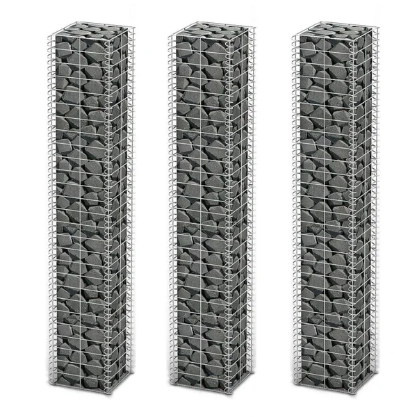 vidaXL Gabion Set 3 Pcs Galvanized Wire 9.8x22x9.8x22x59x22