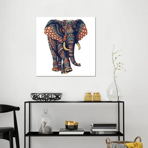 Bioworkz Canvas Art Prints - Ornate Elephant III in Color II ( Animal Art > Wildlife > Elephants art)