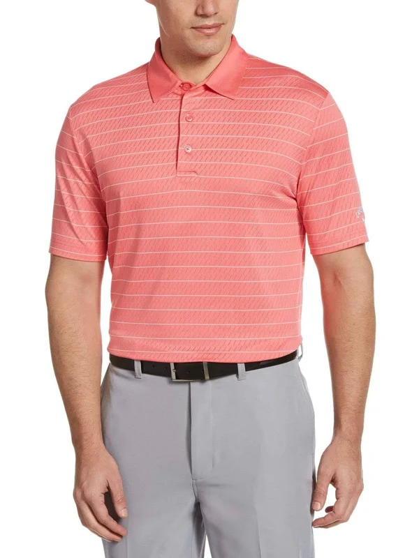 Callaway Men's Ventilated Stripe Golf Polo Coral 2XL