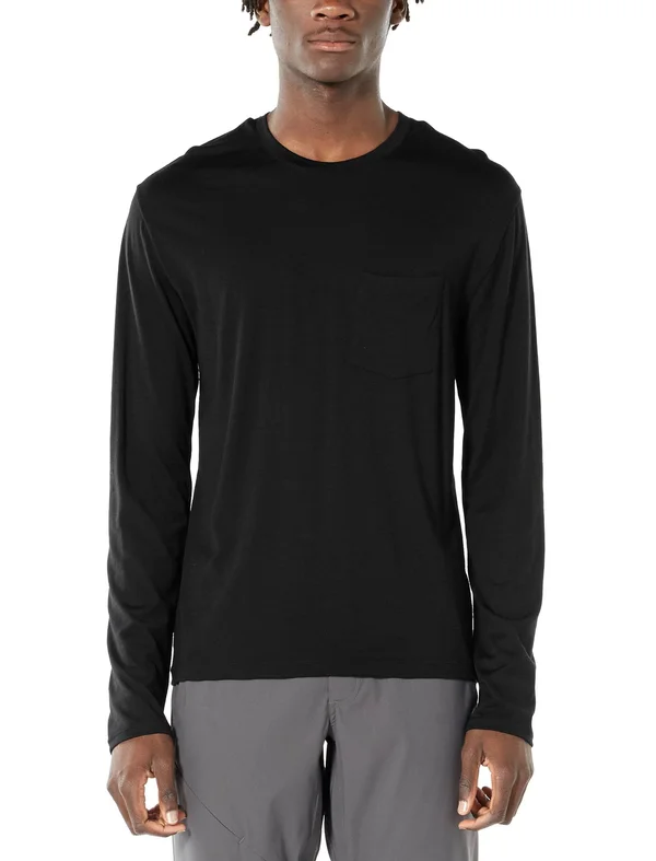 Icebreaker Men's Ravyn Long Sleeve Pocket Crewe Black - M