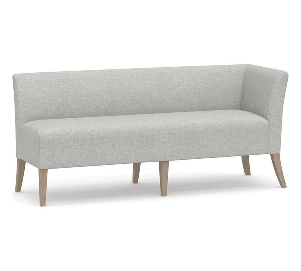 Pottery Barn Modular Upholstered Banquette Corner, Seadrift Leg, Basketweave Slub Ash