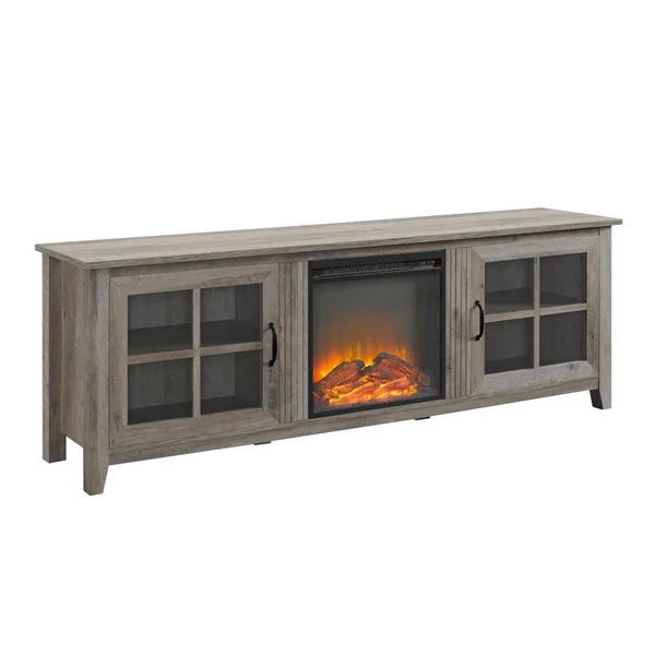 Walker Edison 70-in W Grey Wash LED Electric Fireplace in Gray, LW70FPSCGW