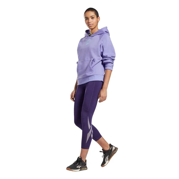 Reebok Women's Purple Workout Ready Vector Leggings Pants, Size: Small