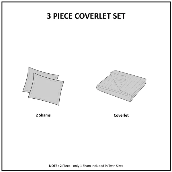 Madison Park Jaxson Reversible Coverlet Set (White - Full - Queen)