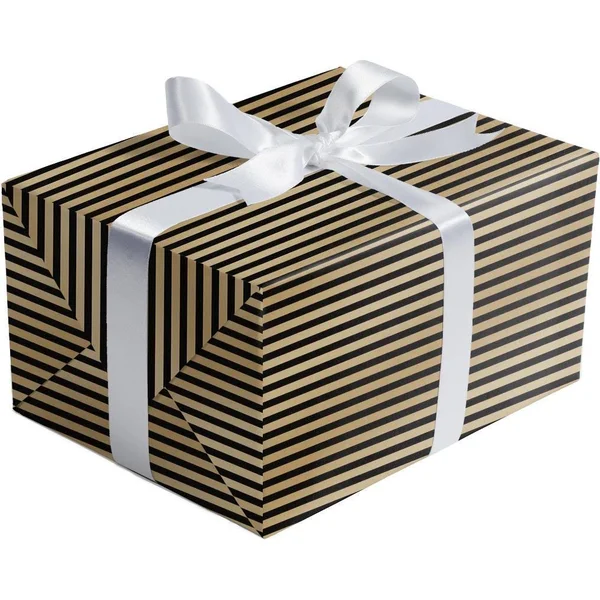 Bulk Ream Roll Any-Occassion Gift Wrapping Paper - Black & Gold Stripes