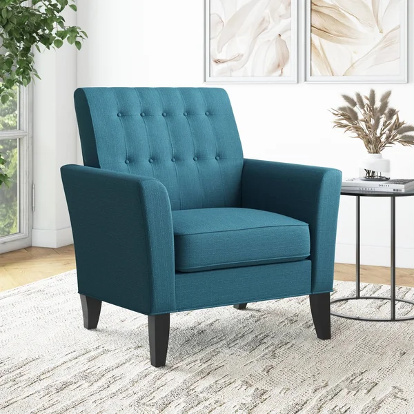 Copper Grove Larrea Button-Tufted Modern Arm Chair - Mustard Yellow