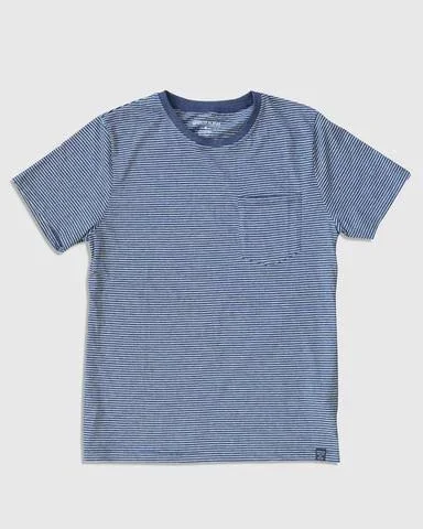 United by Blue Men's EcoKnit Striped Pocket Tee - Organic Cotton, Midnight, Size S