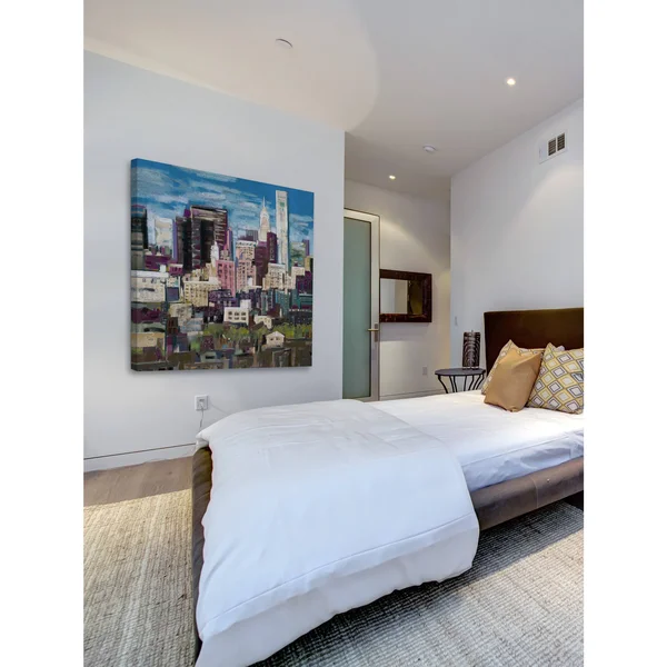 Skyline New York City 2 inch Painting Print on Wrapped Canvas, Blue
