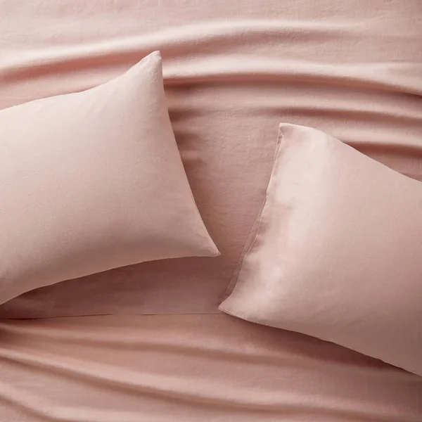 Queen 100% Washed Hemp Solid Sheet Set Blush - Casaluna