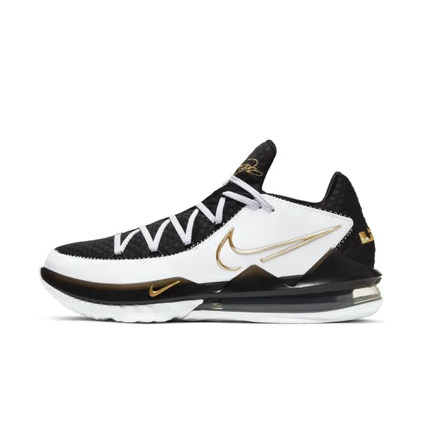 Nike Lebron 17 Low - Mens Basketball Shoes - White/Metallic Gold/Black - Size 7.5