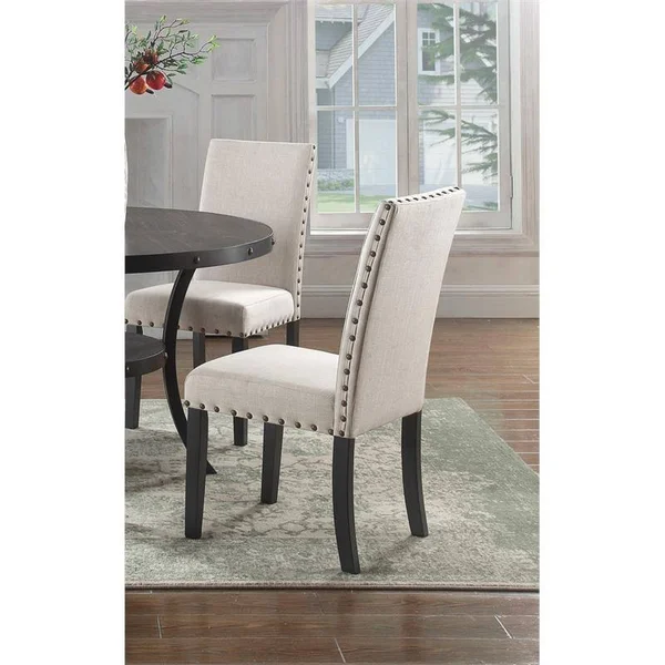 Best Master Furniture Antique Black Dining Side Chairs, Set of 2
