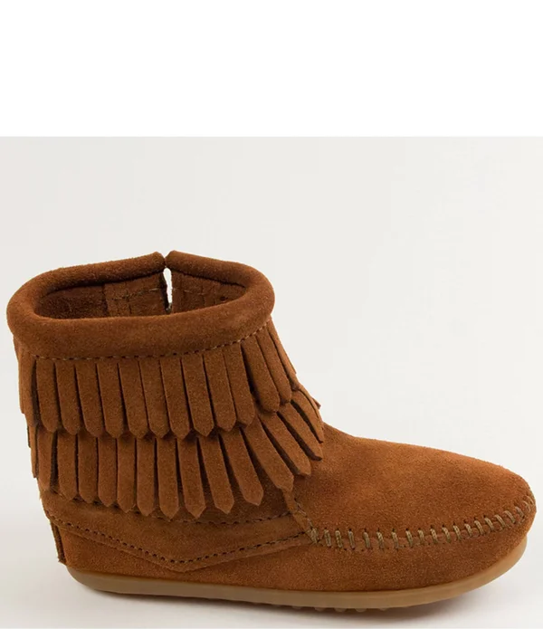 Minnetonka Toddler Girls Double Fringe Side Zip Boot - Purple
