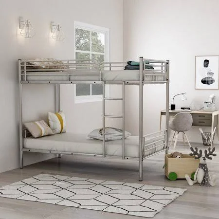 Merax Twin Over Twin Metal Bunk Bed, Multiple Colors, Silver