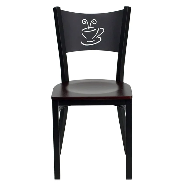 Darby Series Slat Back Mahogany Wood Restaurant Chair - Burgundy Vinyl Seat, Flash Furniture