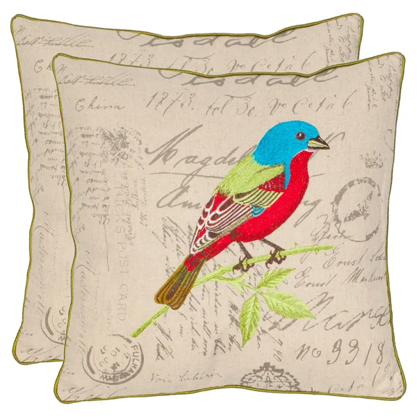 Safavieh Bird 18-inch Cream Decorative Pillows (Set of 2)