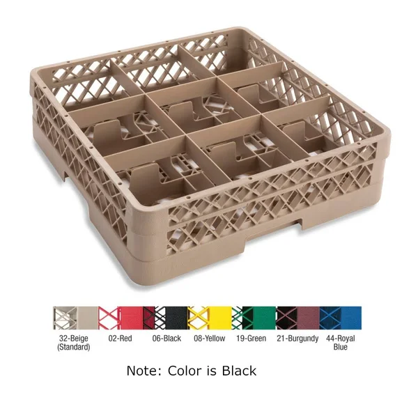 Vollrath TR10F-06 - 9 Compartment Traex Full Size Black Compartment Rack w/ 1 Extender