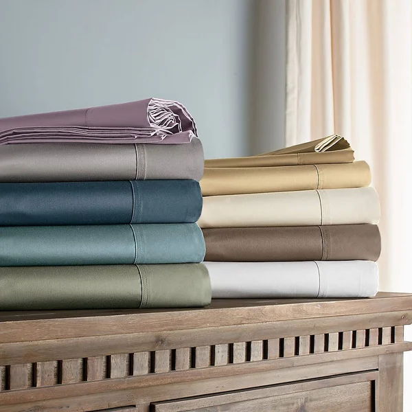 Legends Hotel Supima Cotton Wrinkle-Free Sateen Deep Pocket Flat Sheet - Cafe - Beige, Size California King, The Company Store