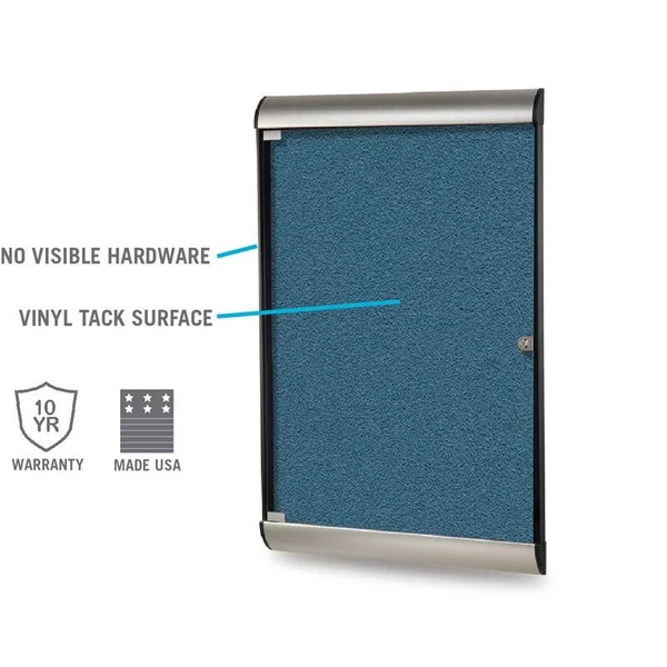 Ghent Silh20477 - 42.13x22x27.75x22 1-Dr Silhouette Encl Bulletin BD, Black Frame, Vinyl Fabric Navy, Blue