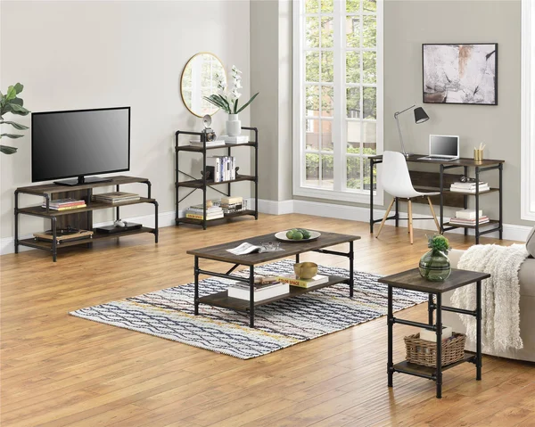 Ameriwood Home Carter Single-Pedestal Desk, Rustic