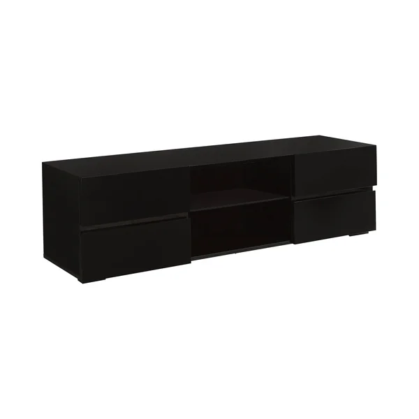CDecor VAnnah Glossy Black 4-Drawer Rectangular TV Console