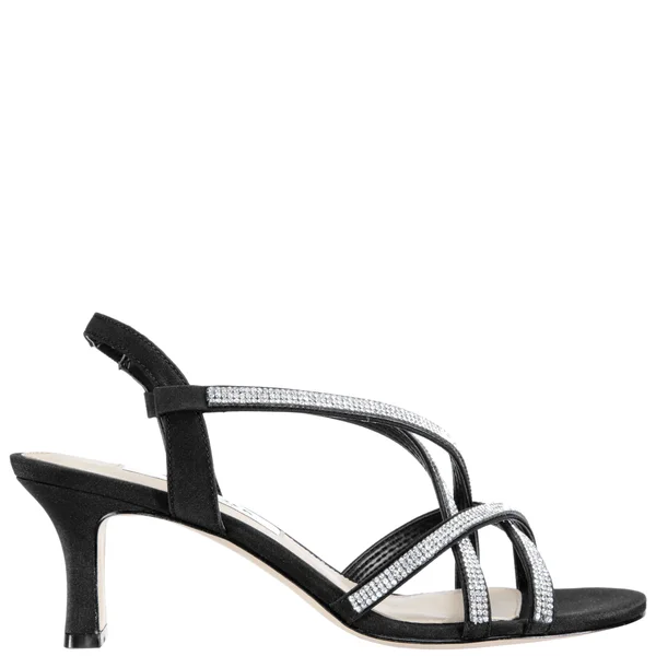 Nina Noni Crystal Embellished Slingback Sandal Black Fabric