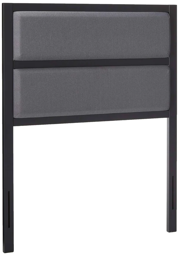 Zinus Modern Studio Upholstered Metal Headboard, Twin Upholstered Grey