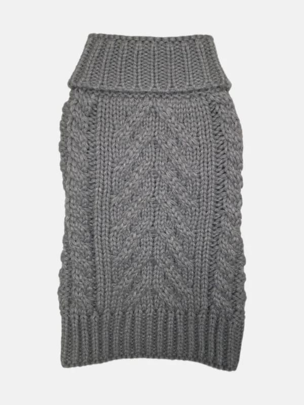 Fab Dog Super Chunky Turtleneck Dog Sweater - Heather Gray, 20x22