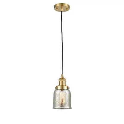 Saenz 1-Light Single Bell Pendant Breakwater Bay Finish: Satin Gold - Shade Color: Silver Mercury, Bulb Type: 3.5 Watt Vintage LE
