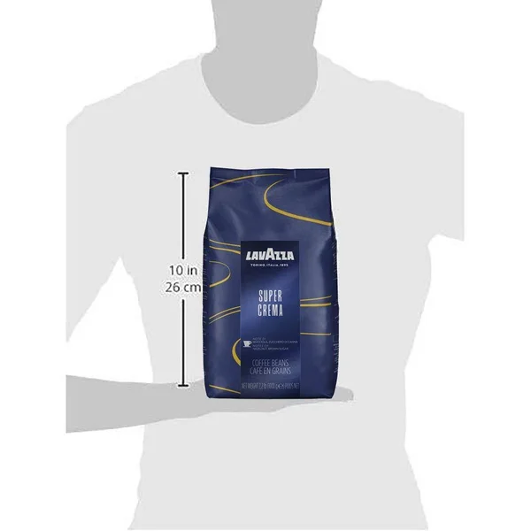 Lavazza Super Crema Whole Bean Coffee Blend, Medium Espresso Roast, 2.2 Pound
