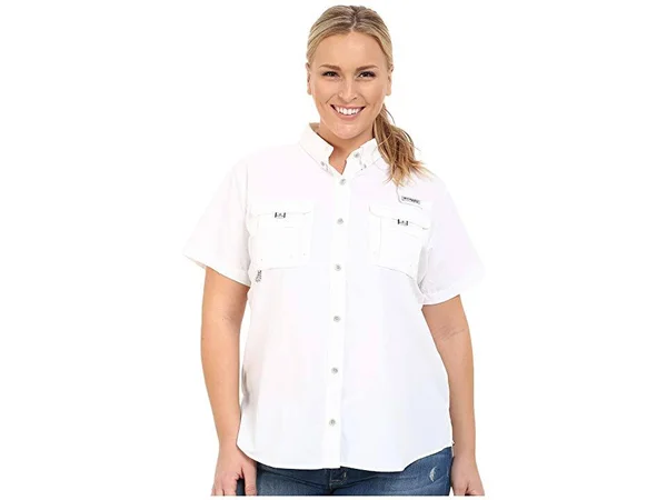 Columbia 139655 Women's PFG Bahama Short Sleeve Shirt - White 2x