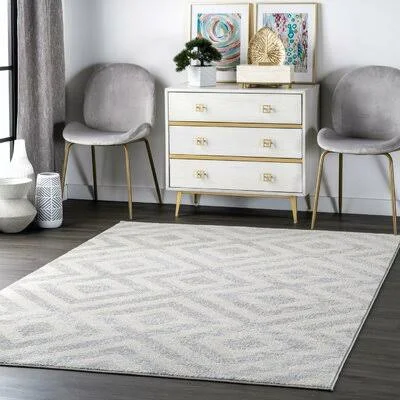 Frances Geometric Gray/White Area Rug Hashtag Home Rug Size: Rectangle 6&7x22 W x 9& L