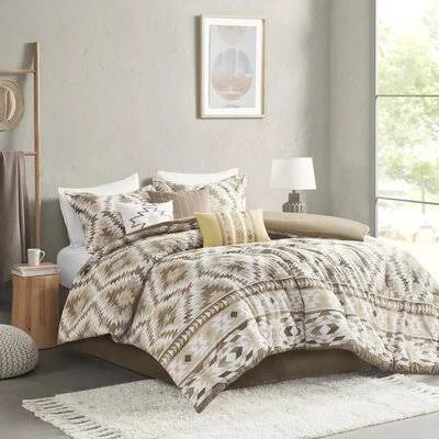 Rick Puple/Cream Standard Cotton 7 Piece Comforter Set Foundstone Size: King Comforter, Color: Neutral