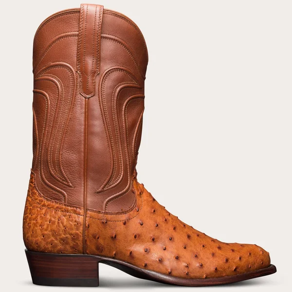 Tecovas - Men's Full-Quill Ostrich Cowboy Boot, Pecan Brown 8 EE-Wide