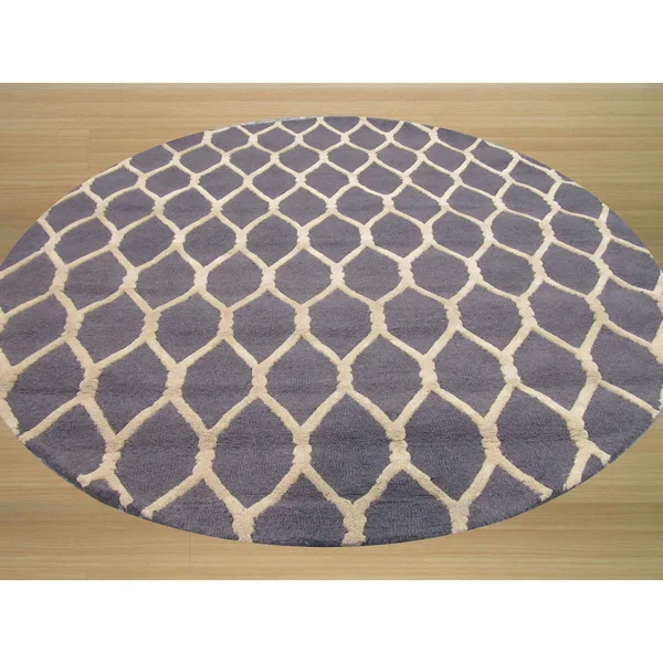 EORC Vc1001gy Charcoal Hand Tufted Wool Chain-Link Rug, 5& x 8&