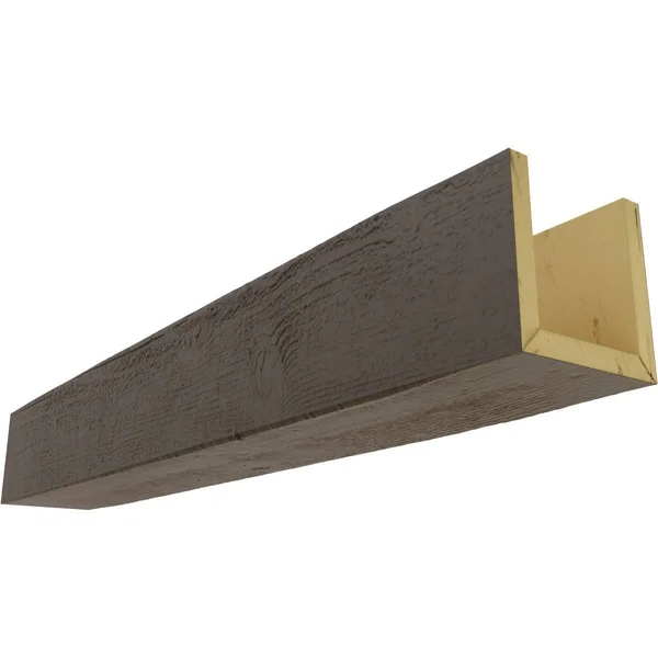Ekena Millwork BMRS3C0080X060X192HD 8x22W x 6x22H x 16&L 3-Sided (U-beam) Rough Sawn Endurathane Faux Wood Ceiling Beam - Natural
