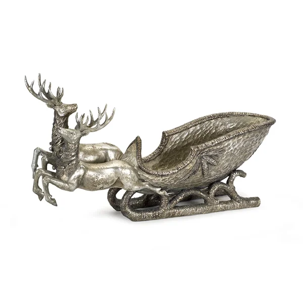 Melrose Deer with Sleigh Resin - 25 x 6.25 x 13.75