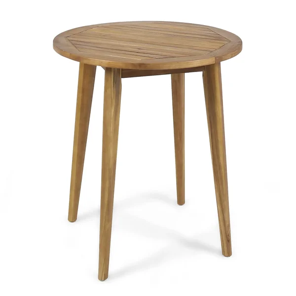 Stanford Outdoor Round Acacia Wood Bistro Table with Straight Legs - T