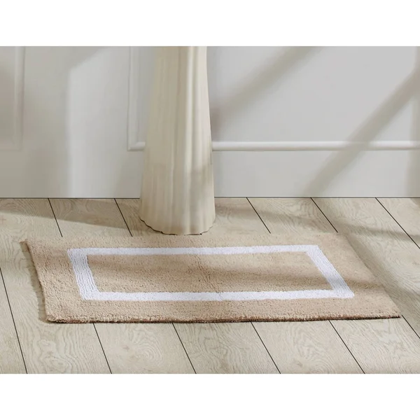 Better Trends Hotel Collection 17x22 x 24x22 Bath Rug - Sand/White