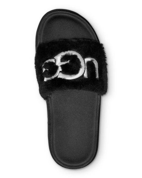 Ugg Women's Laton Fur Slide, Black Size: 9.5 M