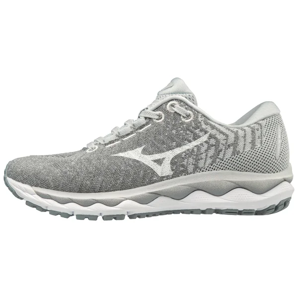 Mizuno Women's Wave Sky Waveknit 3 Running Shoe - Glacier Gray-white, Size 7.5