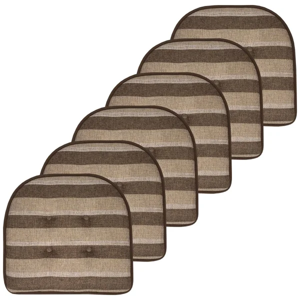 Bradford U-Shape Chair Cushion Set Chocolate/Beige, 6 Pack