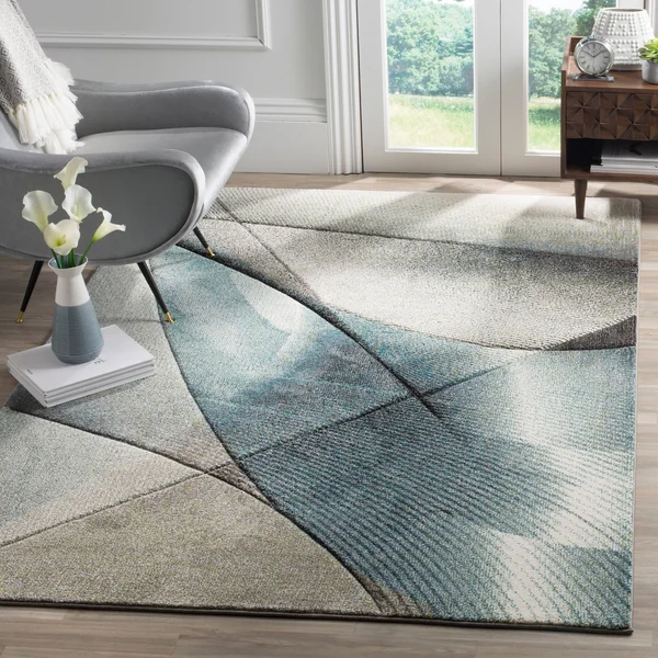 Safavieh Hollywood HLW715D 6&7x22 x 6&7x22 Square Grey - Teal Area Rug