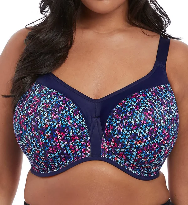 Elomi Energise Underwire Sports Bra with J Hook, Navy Geo