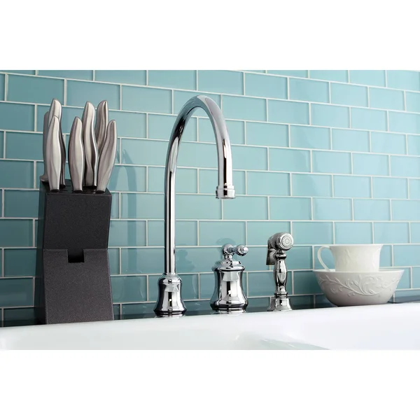 Kingston Brass KS3811ALBS Single Handle Widespread Kitchen Faucet with Brass Sprayer, Polished Chrome