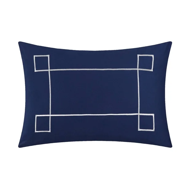 Strick & Bolton Josephine 9-Piece Reversible Navy/ White Bed in A Bag Comforter Set - Size: King, Blue